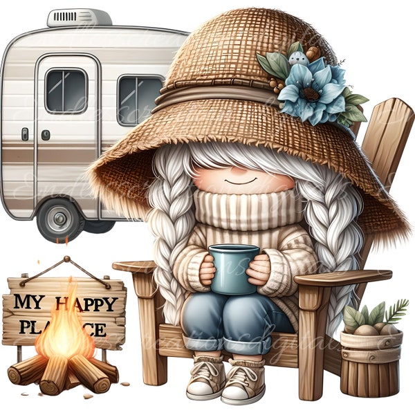 CAMPING GNOME SUBLIMATIE kabouterpakket van 4 high definition 300png