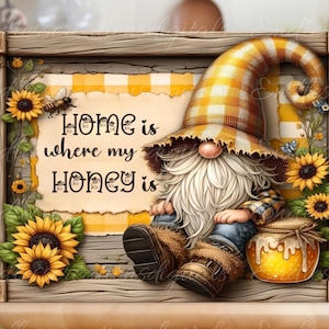 HONEY GNOME SCHNEIDEN Brett Sublimation Sublimation hoher Auflösung 2 Dateien, 1 fügen Sie Ihren eigenen Text