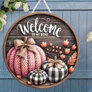 FALL PUMPKIN SQUARE Türschild, Kranzschild, quadratisches Schneidebrett, Sublimationsdruck mit hoher Auflösung 2 Dateien zum Herunterladen, 1 fügen Sie Ihren eigenen Text hinzu
