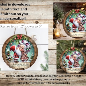 MOMMY KISSING SANTA Cabide de porta, tábua de corte, enfeite sublimação alta resolução 2 arquivos para download 1 adicione seu próprio texto Redimensionar