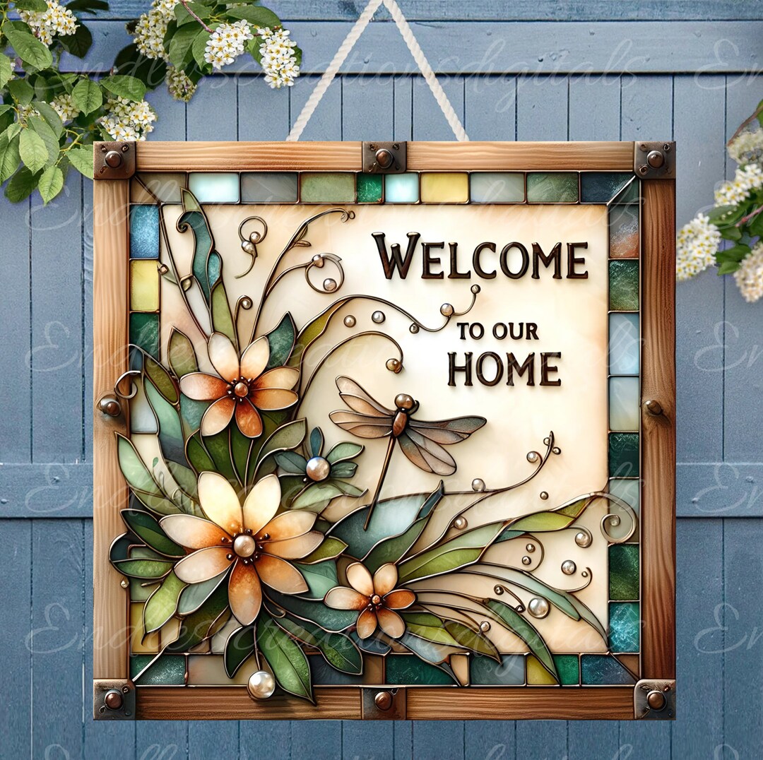 WELCOME SQUARE DOOR Hanger, Wreath Sign Png, for Sublimation High ...