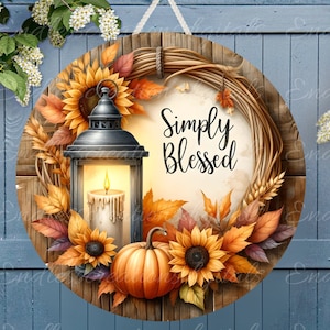 CINTRE DE PORTE D'AUTOMNE, couronne, planche à découper ronde png, pour sublimation haute résolution 2 fichiers à télécharger, 1 ajoutez votre propre texte