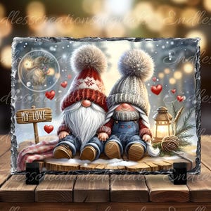 VALENTINES ZWERGELPAAR, nur digitaler Download, 2 Dateien, 1 leeres für Ihren eigenen Text, 300 dpi