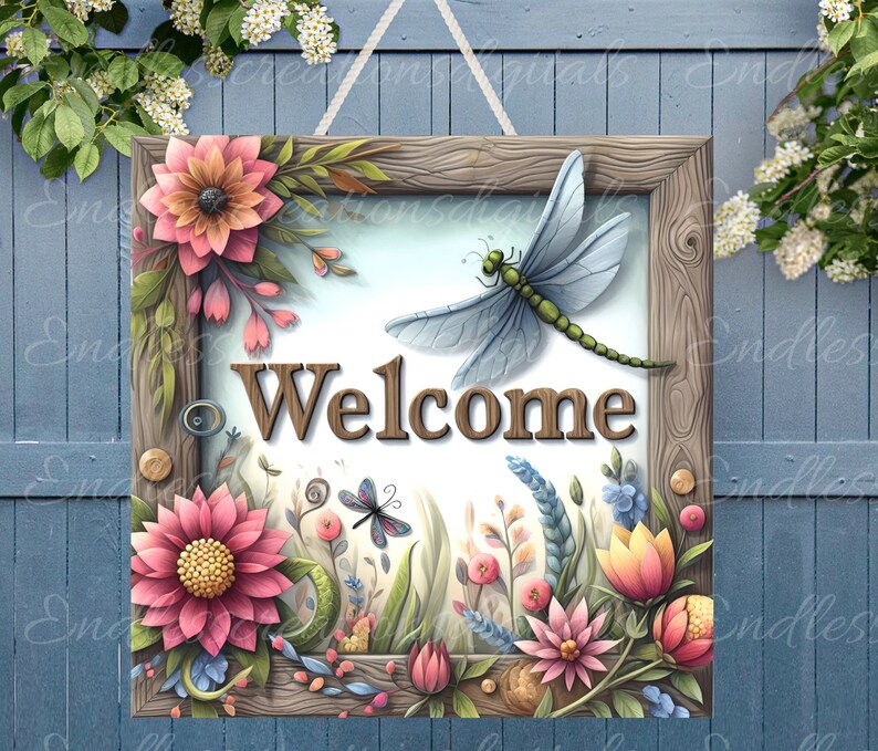 WELCOME SQUARE DOOR Hanger, Wreath Sign Png, for Sublimation High ...