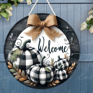 FALL PUMPKINS Türhänger, Kranzschild, rundes Schneidebrett png, für Sublimation hohe Auflösung 2 Dateien zum Download, 1 fügen Sie Ihren eigenen Text hinzu