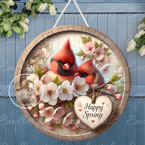 SPRING BABY Cardinals Wreath Sign, door hanger, wind spinners slate for sublimation high resolution 2 files for download 1 add your own text