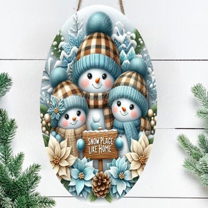SCHNEEMANN OVAL 7 X 12 Türhänger, Kranzschild, für Sublimationsdruck mit hoher Auflösung 2 Dateien, 1 fügen Sie Ihren eigenen Text hinzu