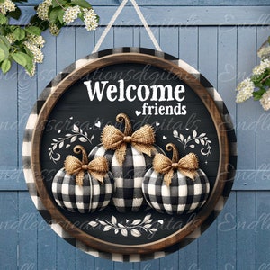 FALL PUMPKINS Türhänger, Kranzschild, rundes Schneidebrett png, für Sublimation hohe Auflösung 2 Dateien zum Download, 1 fügen Sie Ihren eigenen Text hinzu