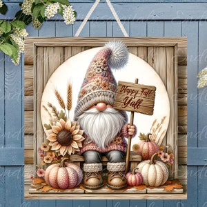FALL GNOME SQUARE Türschild, Kranzschild, Schneidebrett png, für Sublimation hohe Auflösung 2 Dateien zum Download, 1 fügen Sie Ihren eigenen Text hinzu