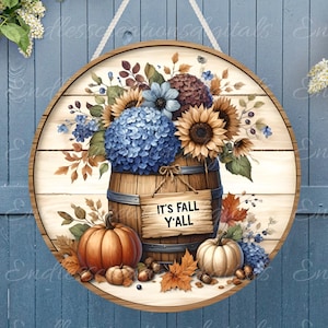 HERBST-TÜRAUFHÄNGER, Kranzschild, rundes Schneidebrett png, zur Sublimation hochauflösende 2 Dateien zum Download, 1 fügen Sie Ihren eigenen Text hinzu