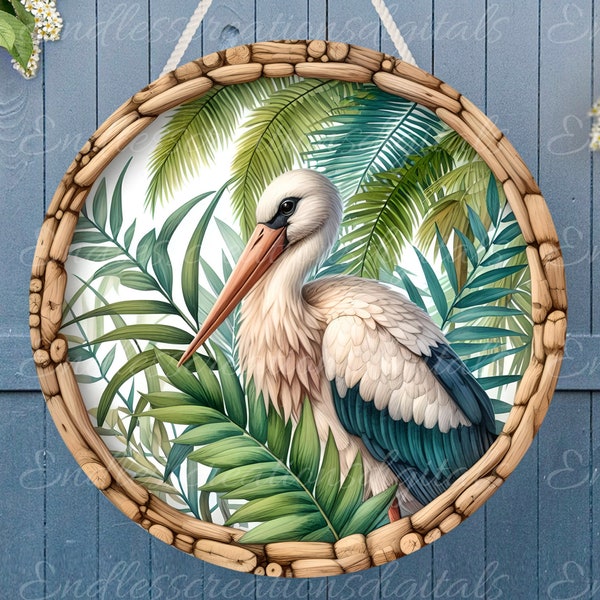 TROPICAL STORK DOOR hanger, wreath sign png, round cutting board for sublimation high resolution,