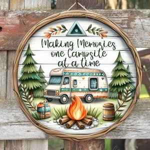 CAMPING SUBLIMATION ROND, accroche-porte, signe de couronne png, pour sublimation haute résolution 300 dpi 2 fichiers à télécharger, 1 ajoutez votre propre texte