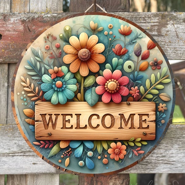 WELCOME DOOR HANGER, wreath sign png, for sublimation high resolution