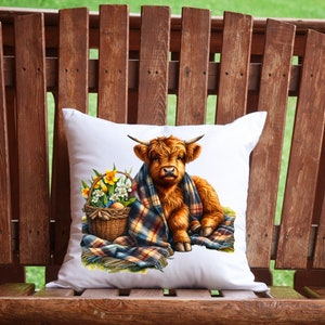 Spring  Highland Cow png, High Resolution Sublimation transparent background