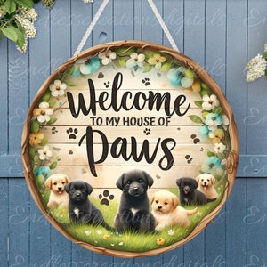 DOG PAWS DOOR hanger, wreath sign, round cutting board png, for sublimation high resolution
