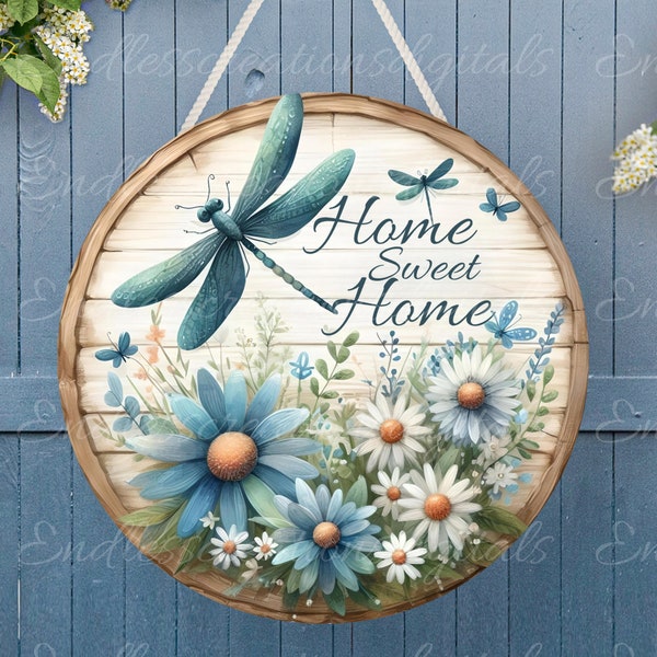 DRAGONFLY DOOR HANGER, wreath sign png, for sublimation high resolution, 2 files, 1 add your own text