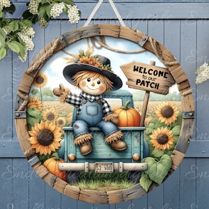 FALL Vogelscheuche Tür Schild, Kranz Zeichen, Schneidebrett png, für Sublimation hohe Auflösung 2 Dateien zum Download, 1 fügen Sie Ihren eigenen Text hinzu