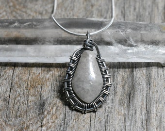 Guatemaya Jade/Water and flow/sterling silver wire wrraped pendant