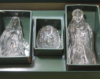 3 Pc. Set of Waterford Marquis Large Holy Family Nativity, Boxed, Retired, 1st in Series