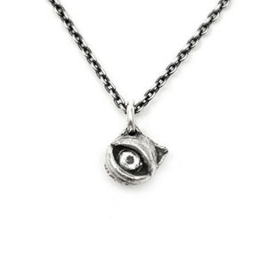 Cat Eye Necklace Kitten Silver Sterling 925 Pendant Handmade Horror Halloween Cute Kawaii Anime Feline