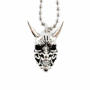 Oni necklace japanese demon Silver Sterling 925 Pendant Handmade Anime