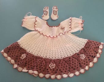 experiencia Río Paraná Es una suerte que Vestido tejido a crochet para niña viene con sus zapatitos - Etsy España