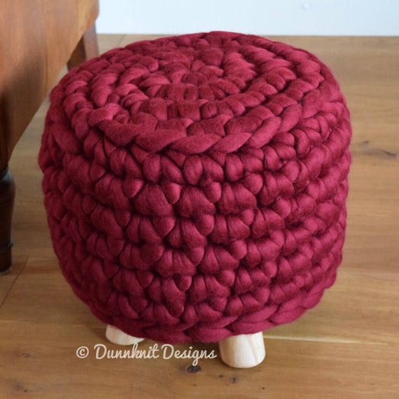 Small Round Footstool Crocheted Footstool The Bunbury Bumper Footstool Merino Wool Pouffe