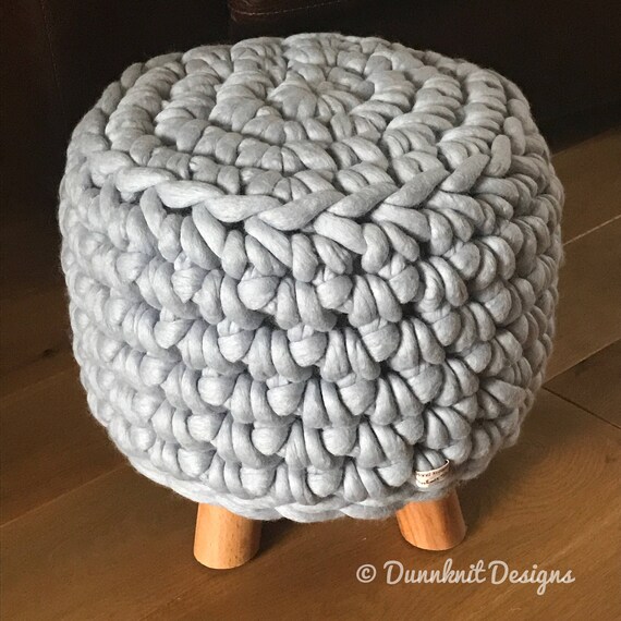 Small Round Footstool Crocheted Footstool The Bunbury Bumper Footstool Merino Wool Pouffe