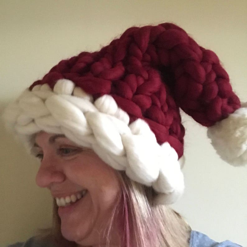 Chunky Knit Santa Hat Knitted Santa Hat Christmas Hat Etsy UK