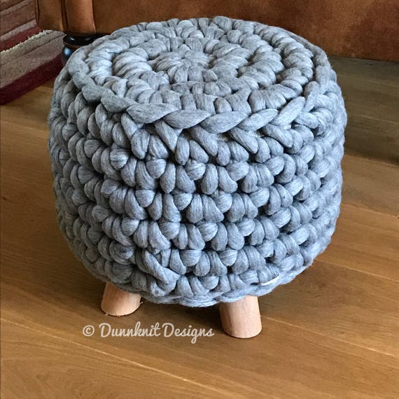 Small Round Footstool Crocheted Footstool The Bunbury Bumper Footstool Merino Wool Pouffe
