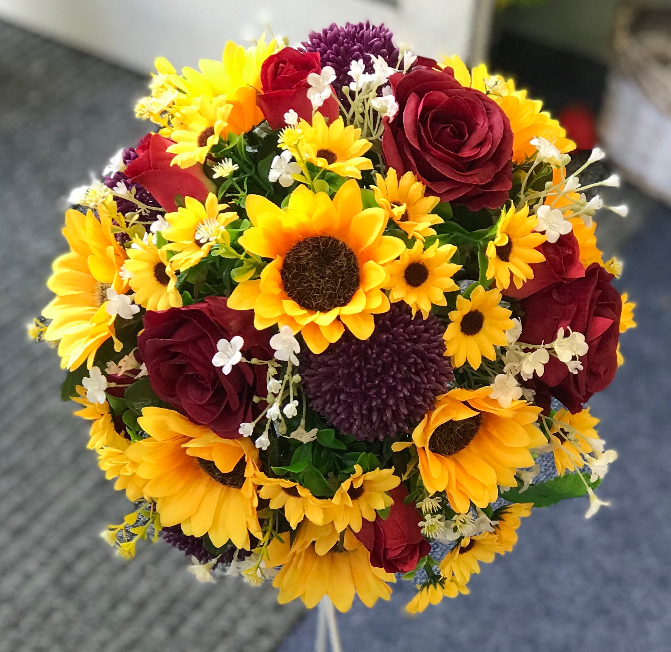 Artificial Wedding Bouquet Large Bridal Posy Golden Yellow Etsy