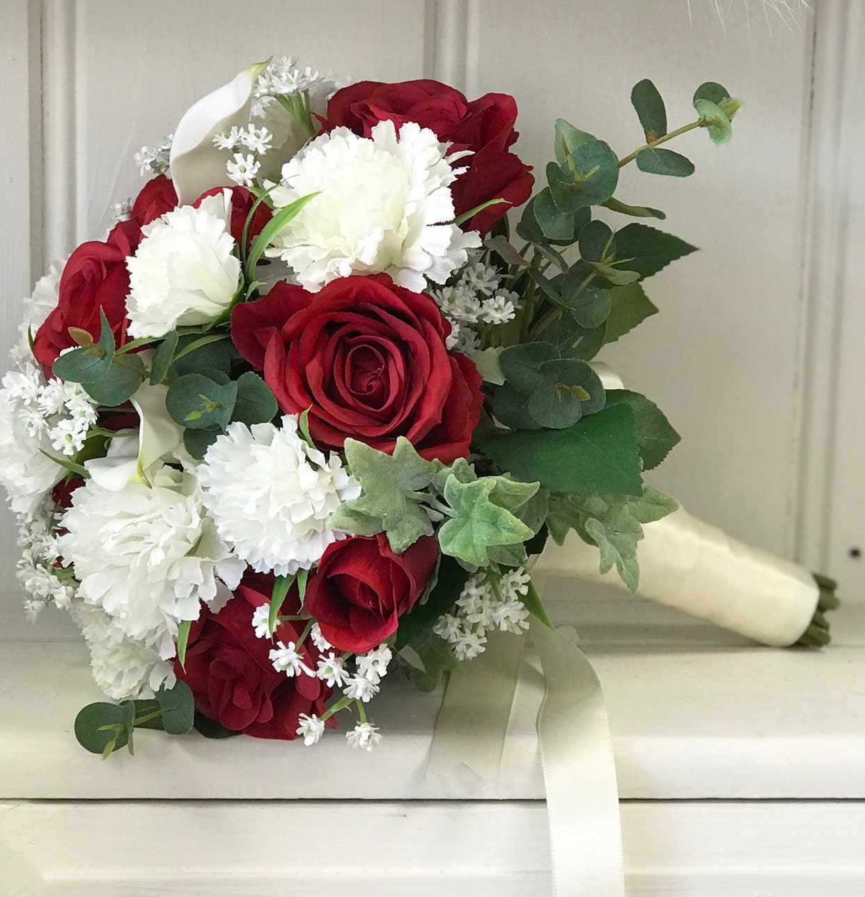 red flower wedding bouquet