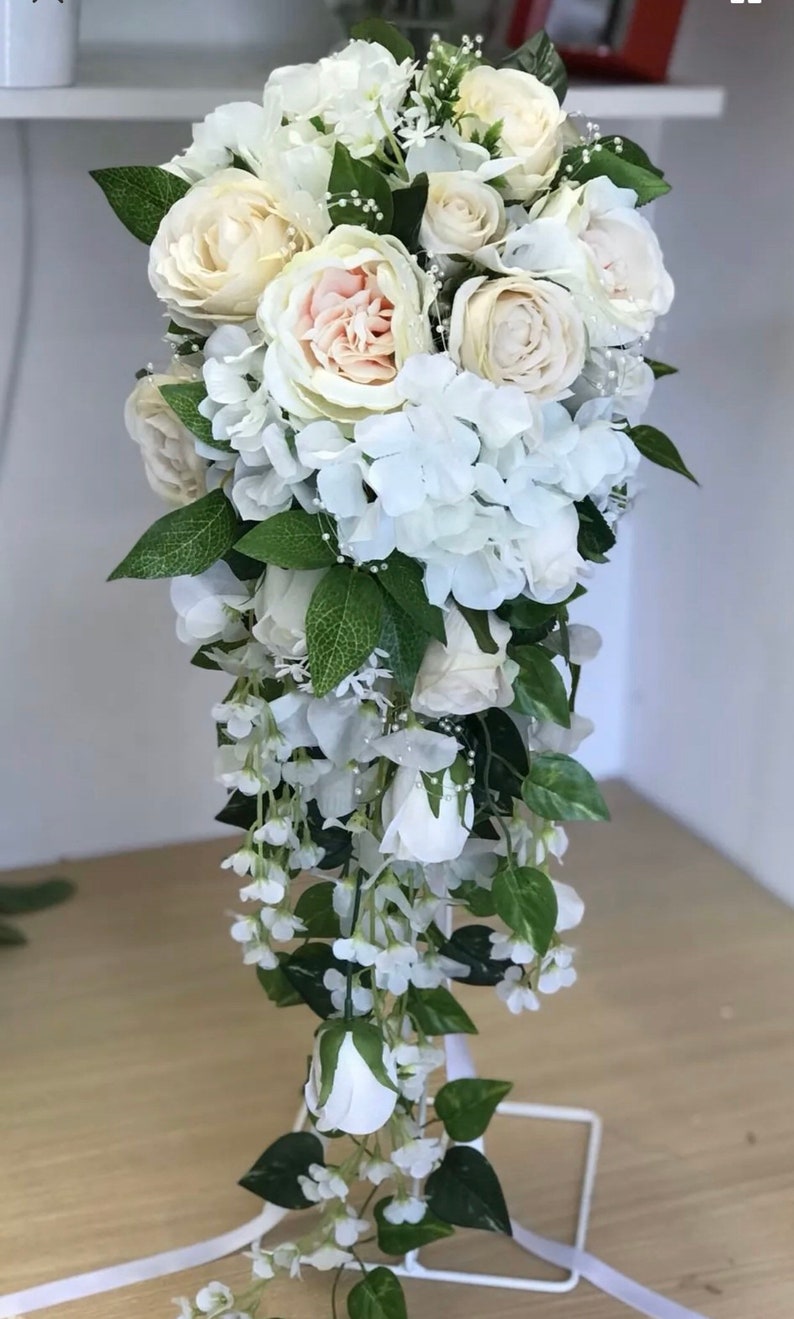 Artificial Wedding Teardrop Bouquet Bride Bridal Rose Etsy