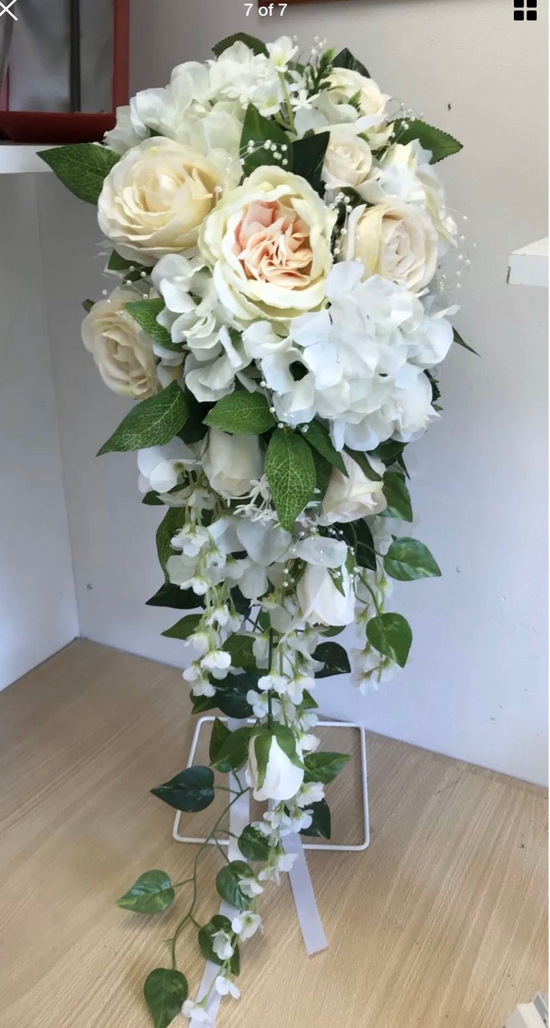 Artificial Wedding Teardrop Bouquet Bride Bridal Rose Etsy