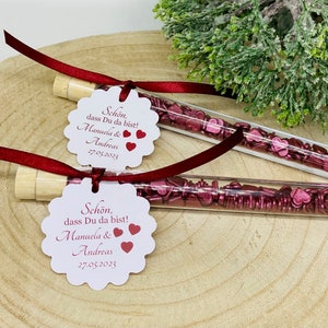 Beautiful wedding guest gift in Bordeaux, 10x test tube package