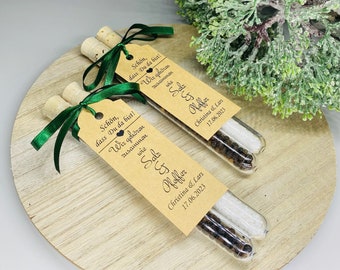 10 pairs of salt and pepper in a test tube (REAL GLASS) as a guest gift, wedding, bridal couple, wedding couple, cooking, spices,