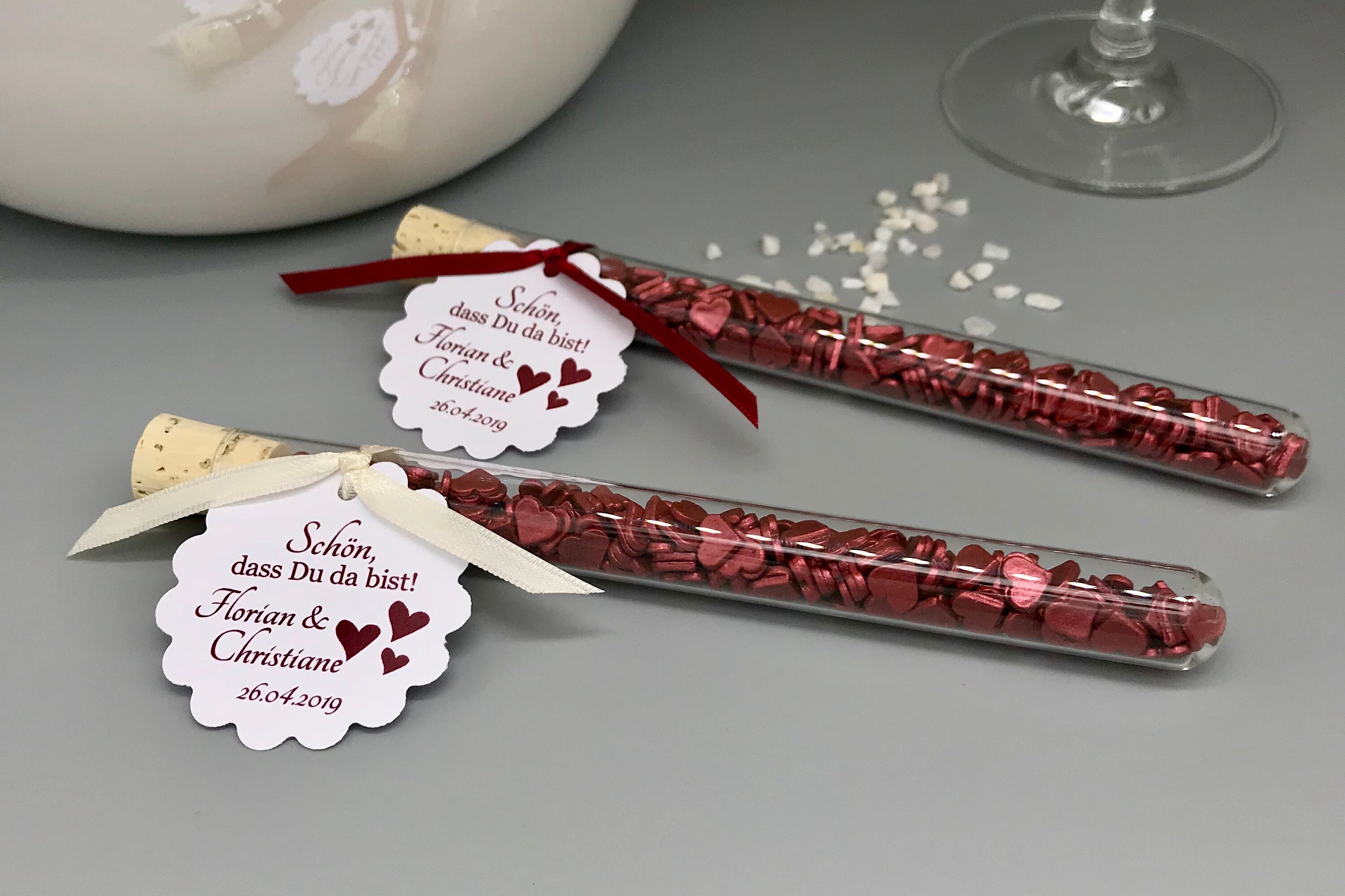 10x Mitgebsel im Reagenzglas mit Schokoladenherzen Hochzeit | Etsy