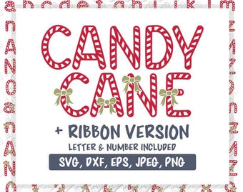 Candy Cane Font SVG Alphabet Design Files svg dxf eps jpeg png format layered cutting files clipart die cut decal vinyl cricut silhouette
