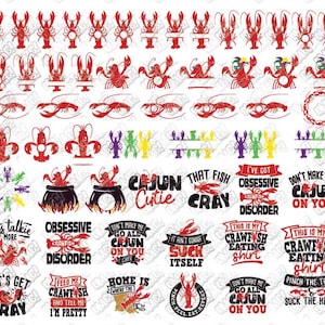 Crawfish SVG Bundle Monogram Louisiana Mardi Gras svg dxf eps jpeg png format layered cutting files clipart die cut cricut silhouette