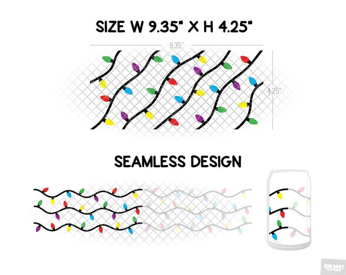 Christmas Lights Beer Can Glass SVG Cut Files Wrap Template Etsy