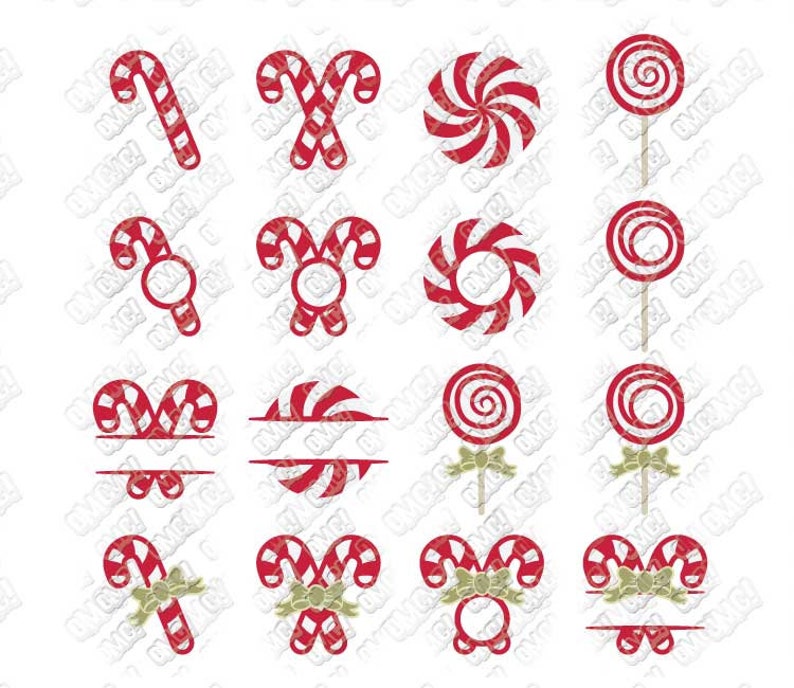 Candy Cane SVG Monogram Christmas Svg Dxf Eps Jpeg Png Format - Etsy