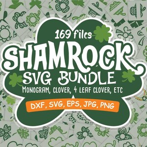 Kleeblatt SVG Monogramm vier Kleeblatt Svg Dxf Eps Png Format geschichteten schneiden Dateien Clipart Würfel geschnitten Aufkleber Vinyl Schneider Cricut Kontur