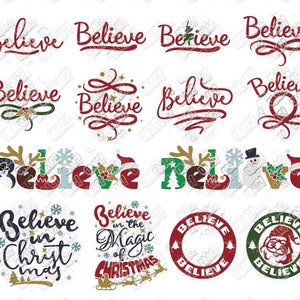 Believe SVG Christmas Bundle svg dxf eps jpeg png format layered cutting files clipart die cut decal vinyl cutter cricut silhouette