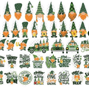 St Patricks Day Gnome SVG Bundle Quotes Sublimation Shirt Clipart svg dxf eps jpeg png clipart cricut silhouette cut files