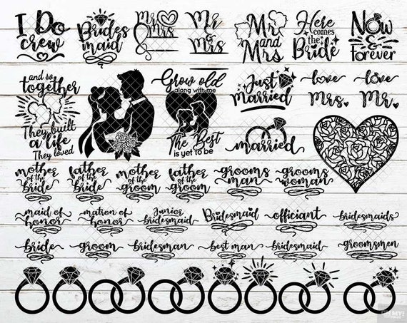 Wedding Svg Bundle 2 Ring Couple Quotes Monogram Svg Dxf Eps Etsy
