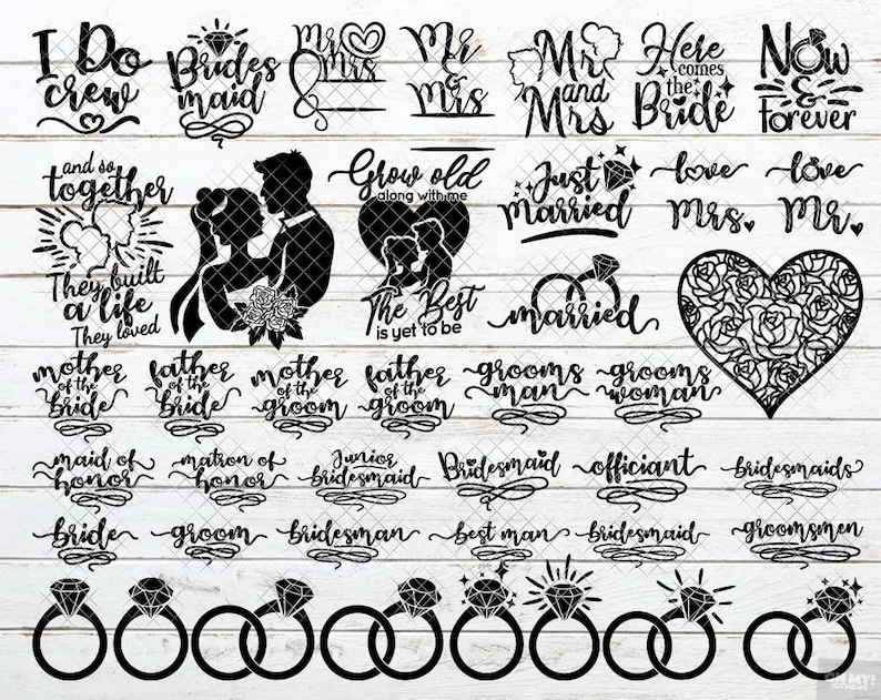 Download Wedding SVG Bundle 2 Ring Couple Quotes Monogram svg dxf ...