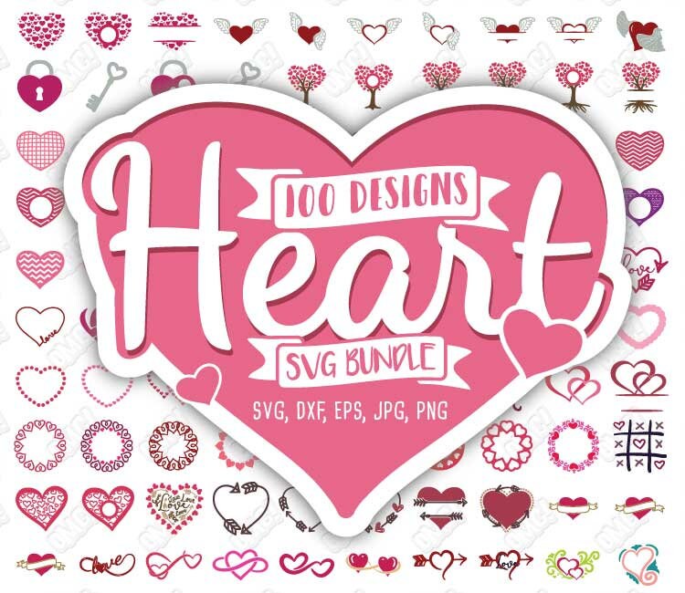 Download Heart SVG Bundle Valentine Monogram Love svg dxf eps jpeg png | Etsy