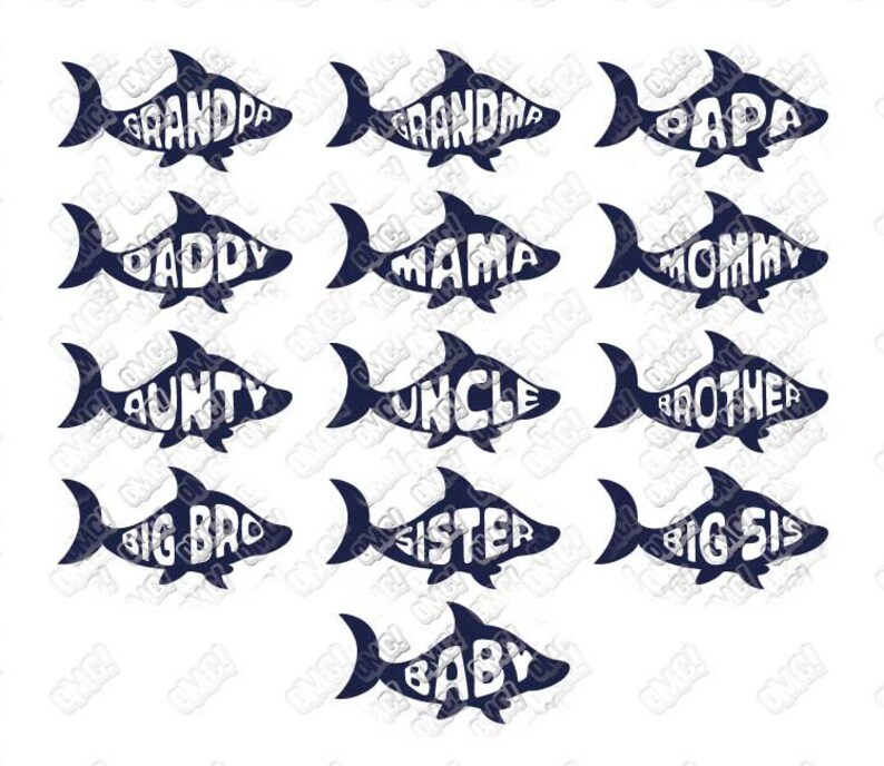Download Shark Family SVG Bundle Baby Shark Mama Daddy Auntie Uncle ...