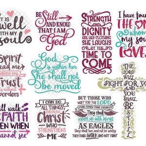 Bible Verse SVG Bundle Scripture Christian Quotes Inspirational svg dxf eps jpeg format layered cut files clipart die cut cricut silhouette