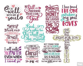Bible Verse SVG Bundle Scripture Christian Quotes Inspirational svg dxf eps jpeg format layered cut files clipart die cut cricut silhouette